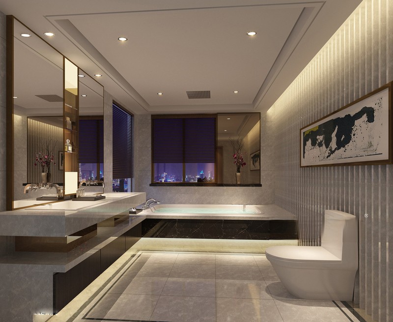 上海保利叶语360平新中式风格别墅卫生间装修效果图