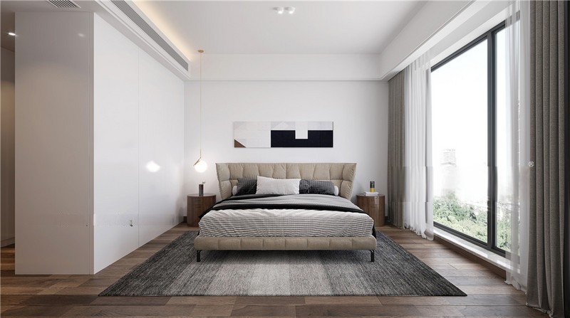上海上海汇豪天下87平现代简约风格二居室卧室装修效果图