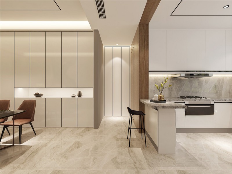 上海滟紫台213平现代简约风格平层厨房装修效果图
