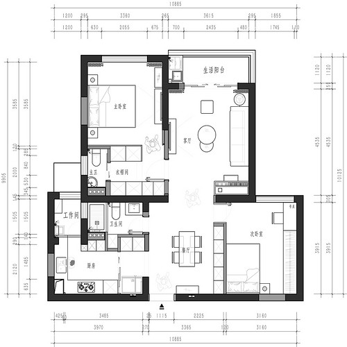 上海上海汇豪天下87平二居室户型图