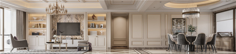 上海上海金外滩175平欧式风格三居室客厅装修效果图