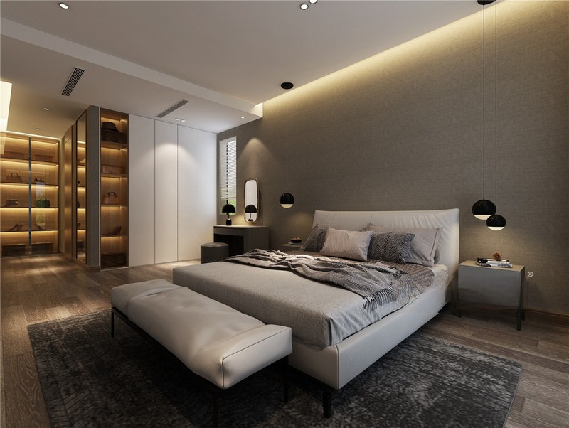 上海滟紫台213平现代简约风格平层卧室装修效果图