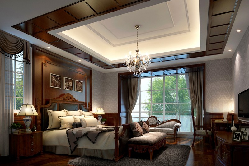 上海保利叶上海350平中式风格别墅卧室装修效果图