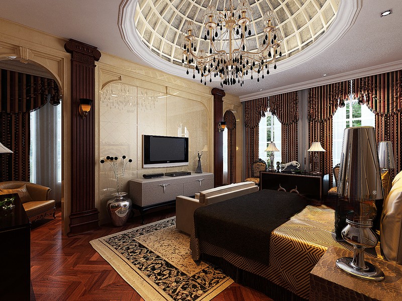 上海盛世天下别墅区1050平欧式古典风格别墅卧室装修效果图