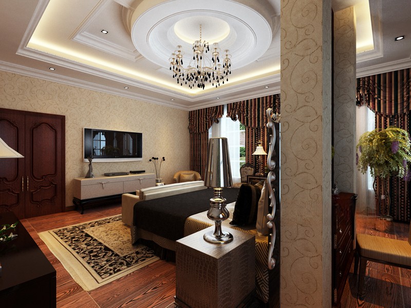 上海盛世天下别墅区1050平欧式古典风格别墅卧室装修效果图