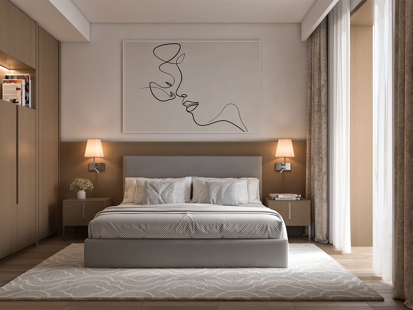 普陀区品尊国际160平新中式风格大平层卧室装修效果图
