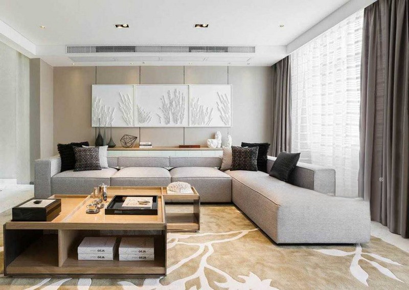 上海华府天地睿园158平现代简约风格三居室客厅装修效果图