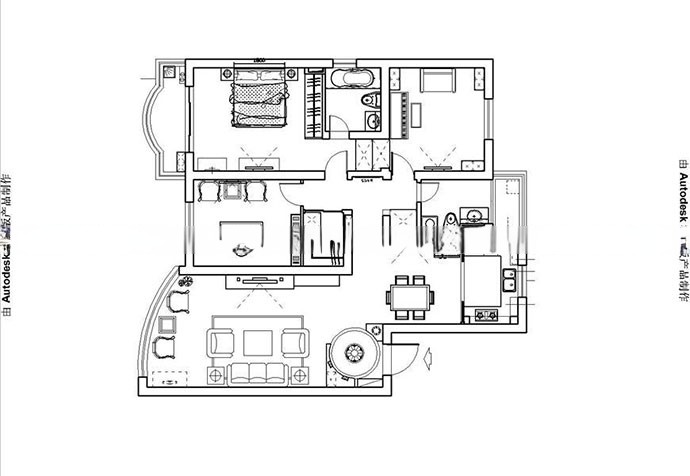 徐汇区瑞金南苑130平现代风格公寓装修效果图