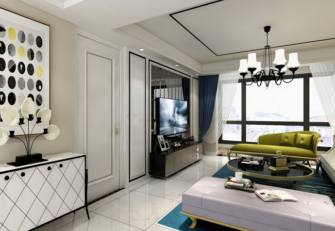浦东新区中金海棠湾118平美式风格公寓装修效果图