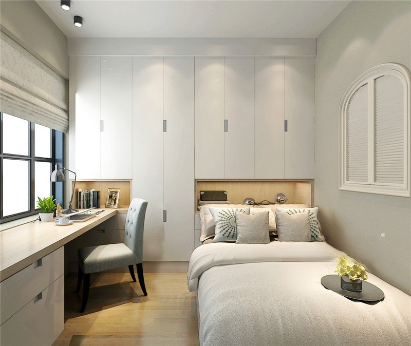 上海东亚启航公馆80平美式乡村风格二居室卧室装修效果图