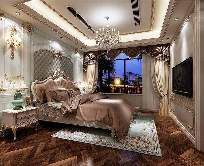 上海中骏雍景湾310平欧式古典风格别墅卧室装修效果图