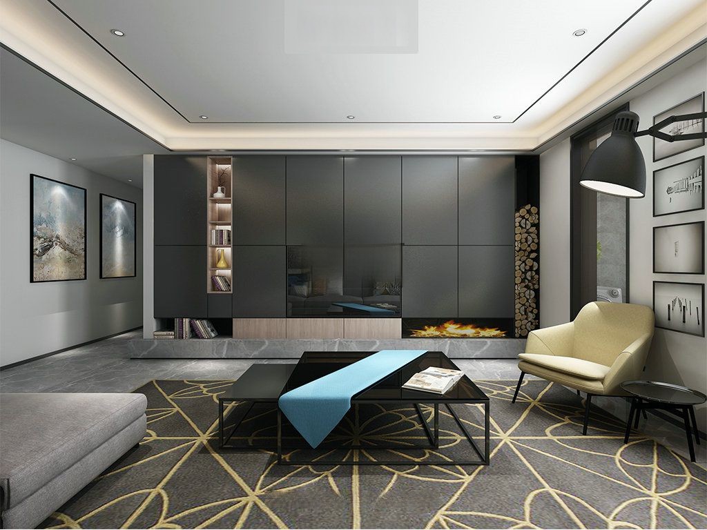 浦东万科翡翠公园105平现代风格公寓客厅装修效果图