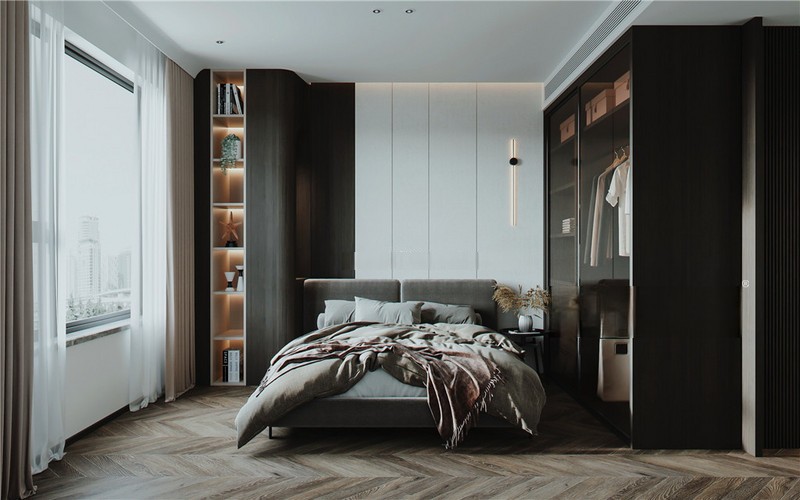 上海上海浦西玫瑰园62平现代简约风格二居室卧室装修效果图