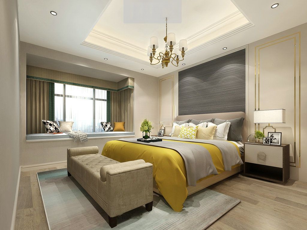 静安区静安慕舍162平美式风格大平层卧室装修效果图
