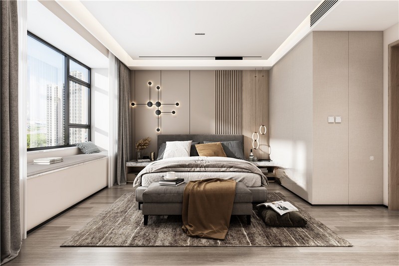 上海玫瑰公馆139平轻奢风格三居室卧室装修效果图