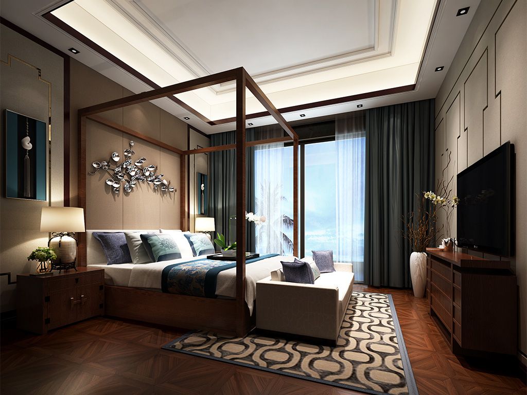 浦东布鲁斯小镇240平新中式风格大平层卧室装修效果图