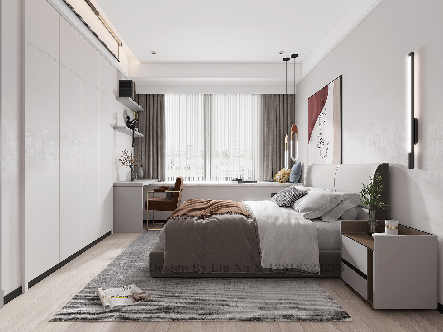 杨浦区世纪江湾150平现代轻奢风格复式卧室装修效果图