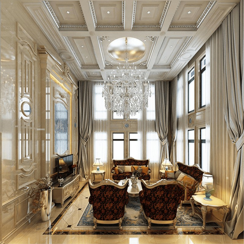 上海翠湖天地800平欧式古典风格别墅客厅装修效果图