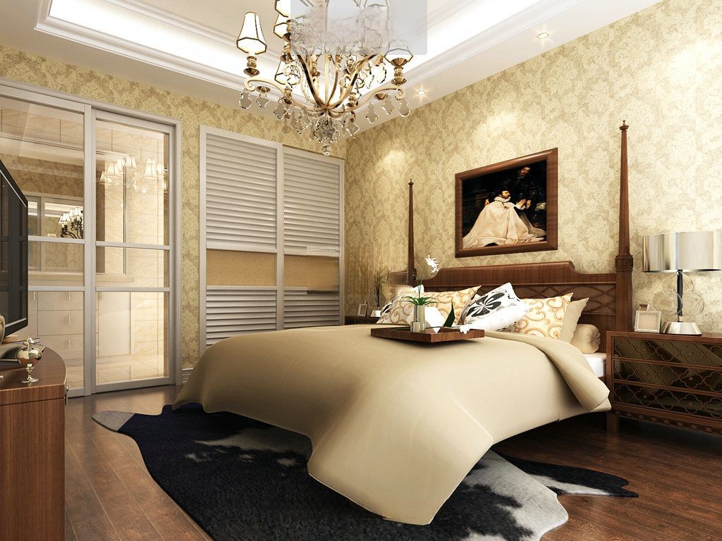 宝山区远洋鸿郡400平欧式风格大平层卧室装修效果图