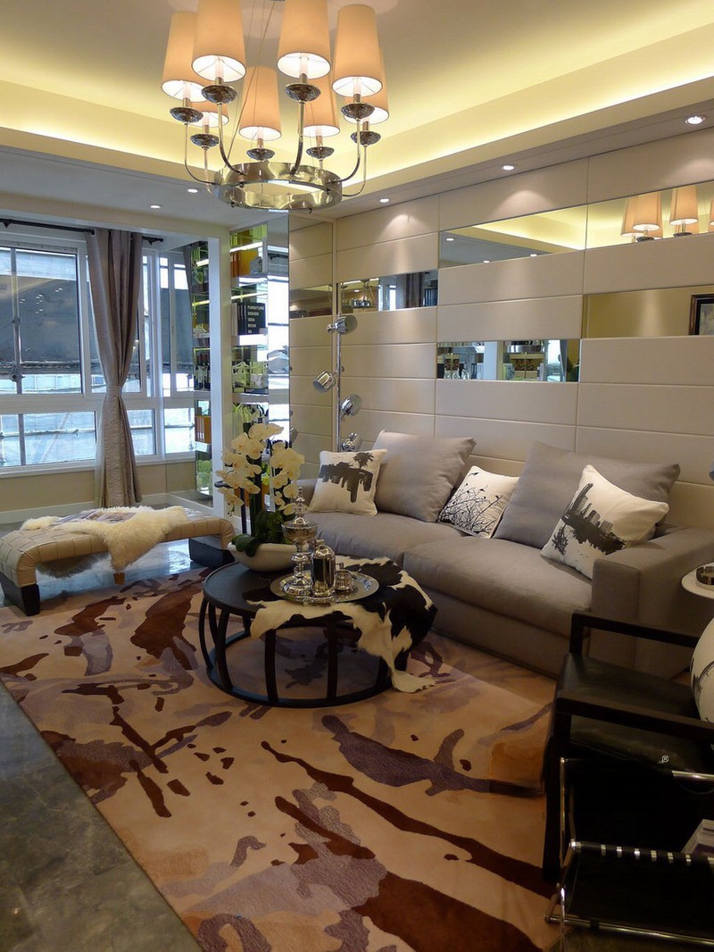 上海逸仙华庭126平现代简约风格三居室客厅装修效果图