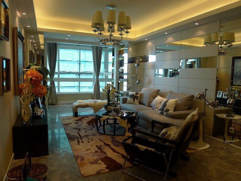 上海逸仙华庭126平现代简约风格三居室客厅装修效果图