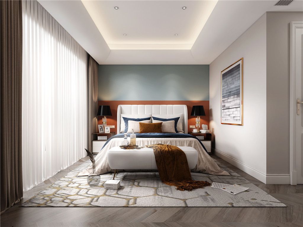 青浦区西郊华城250平美式风格独栋别墅卧室装修效果图