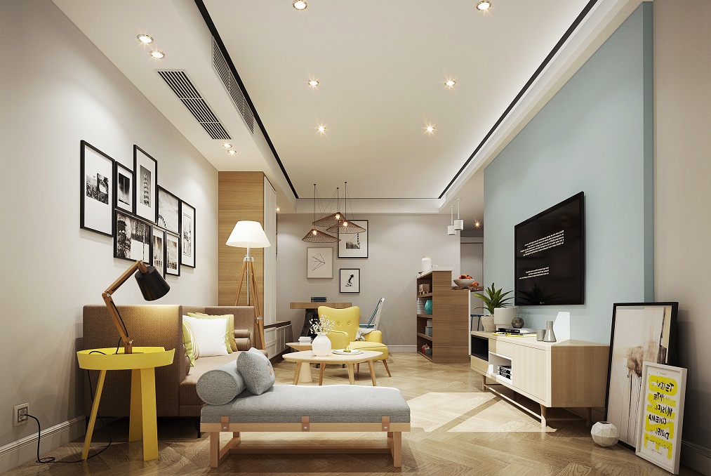 杨浦东田公寓100平现代简约风格二房装修效果图