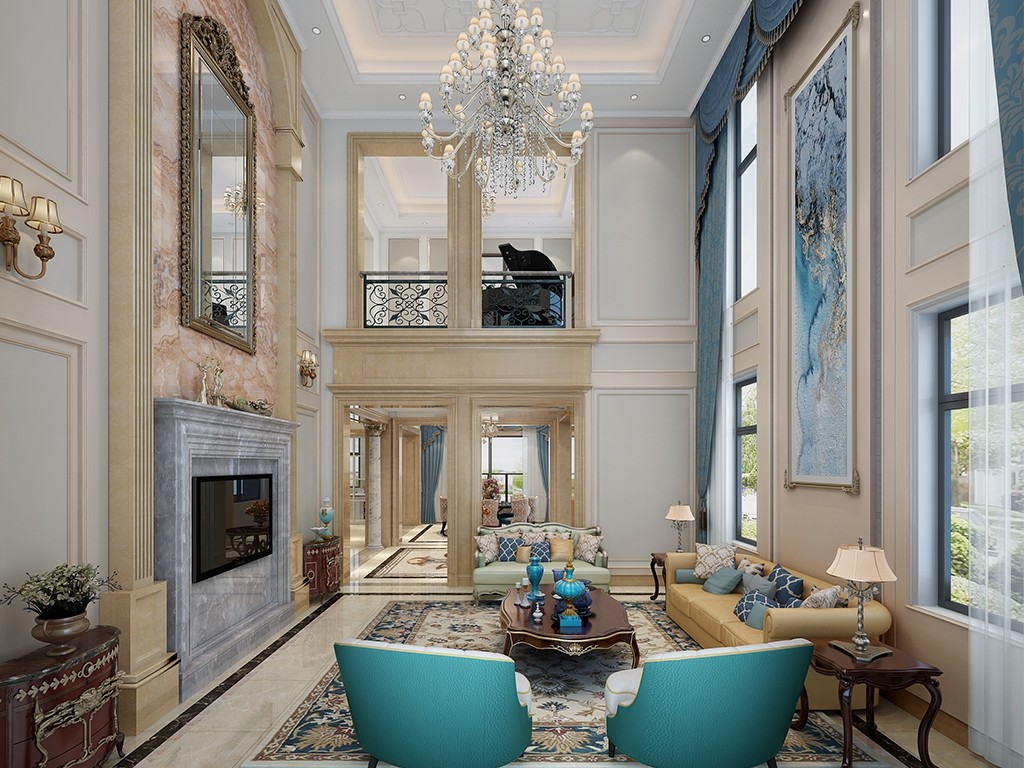 金山区480平欧式风格联排别墅客厅装修效果图
