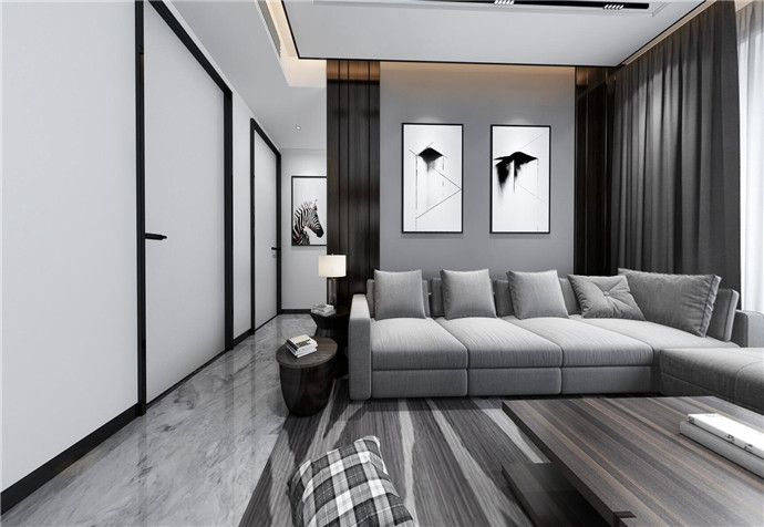 徐汇区华沁家园120平现代风格公寓装修效果图