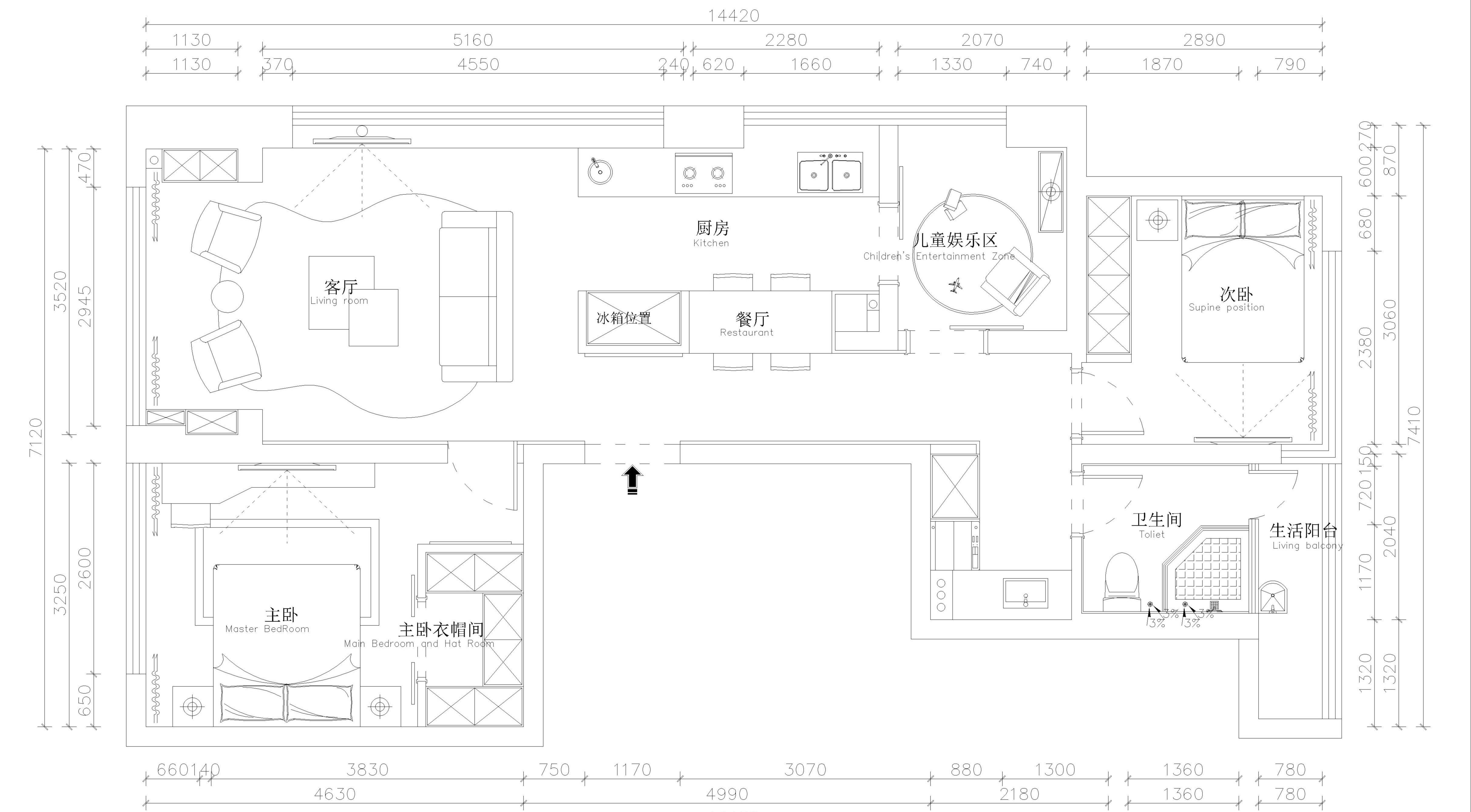 浦东玉兰花园156平现代简约风格三室两厅装修效果图