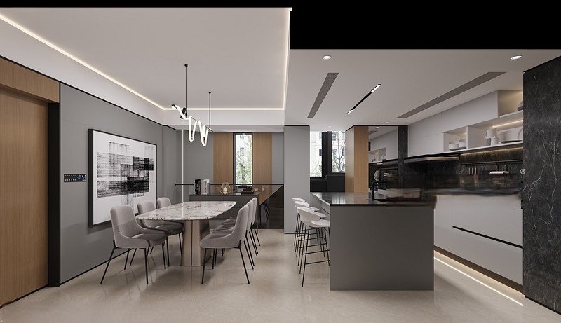 上海上海梧桐城邦160平现代简约风格三居室厨房装修效果图
