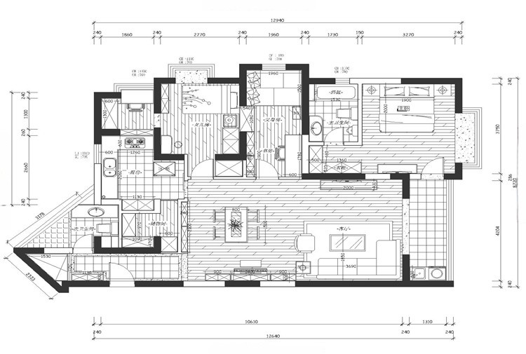 浦东新区汤臣豪园118平美式风格三居室装修效果图