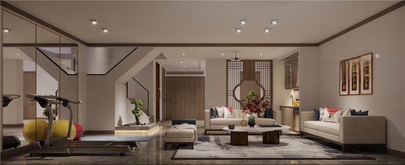 上海湖语森林二期300平新中式风格四居室装修效果图