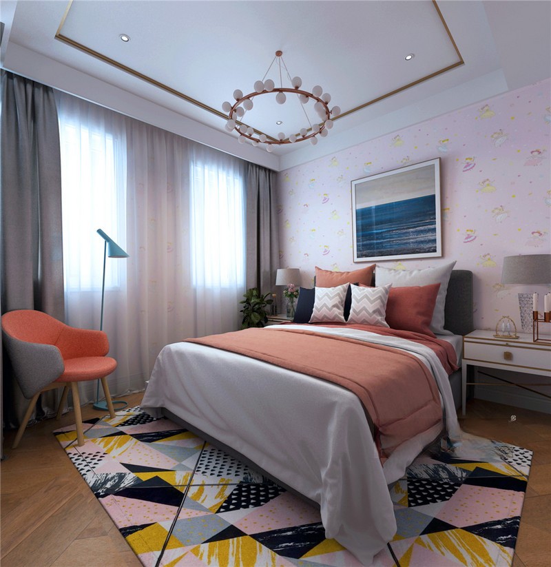 上海御景龙庭300平新中式风格四居室卧室装修效果图