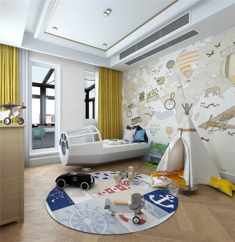 上海御景龙庭300平新中式风格四居室儿童房装修效果图