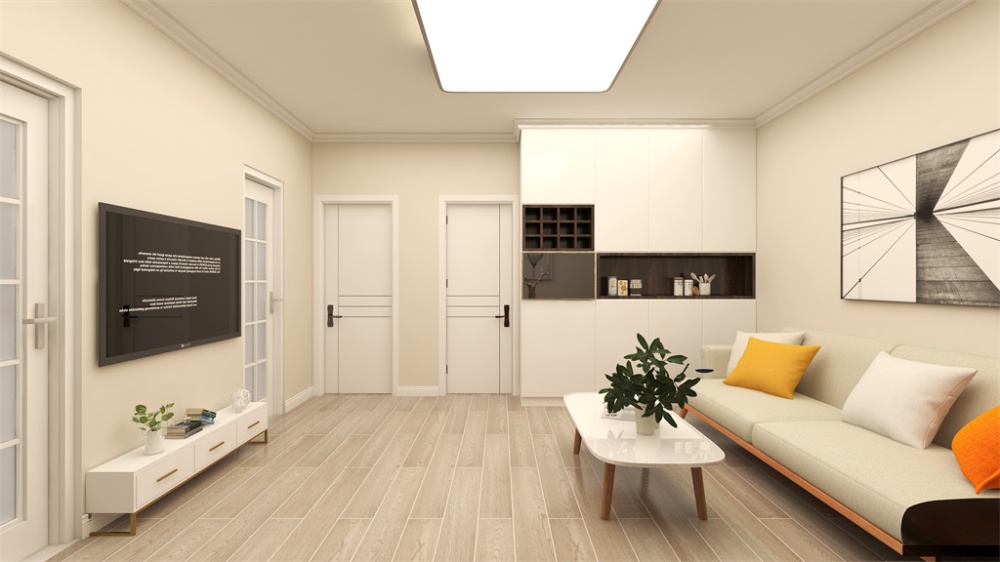 徐汇区明佳公寓65现代轻奢两室一厅客厅装修效果图