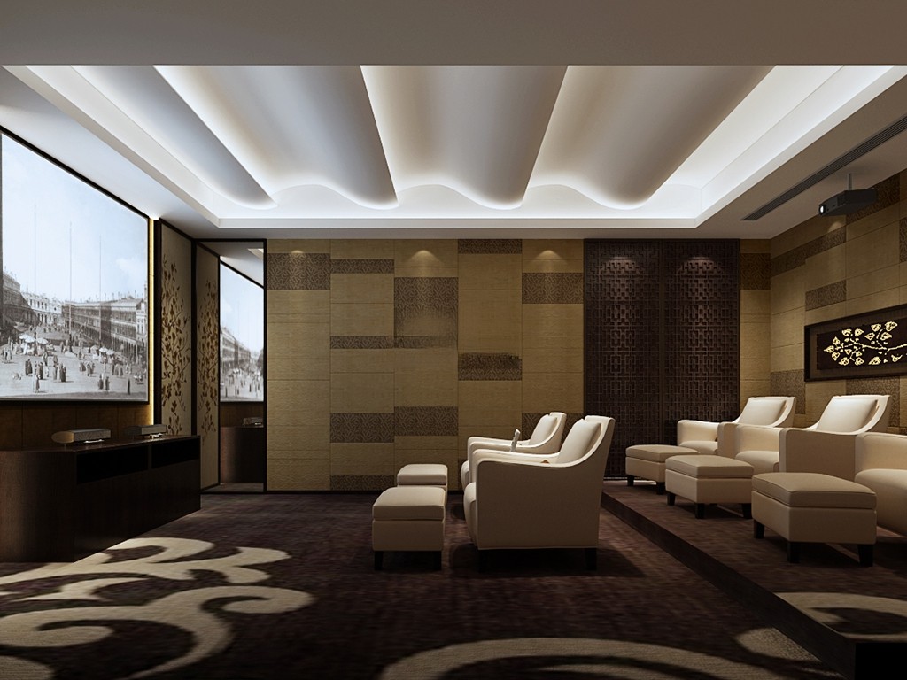 金山区480平欧式风格联排别墅影视墙装修效果图