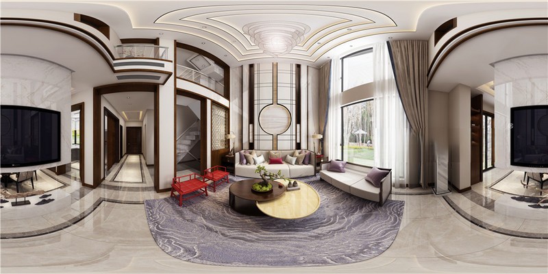 上海御景龙庭300平新中式风格四居室其他区域效果图