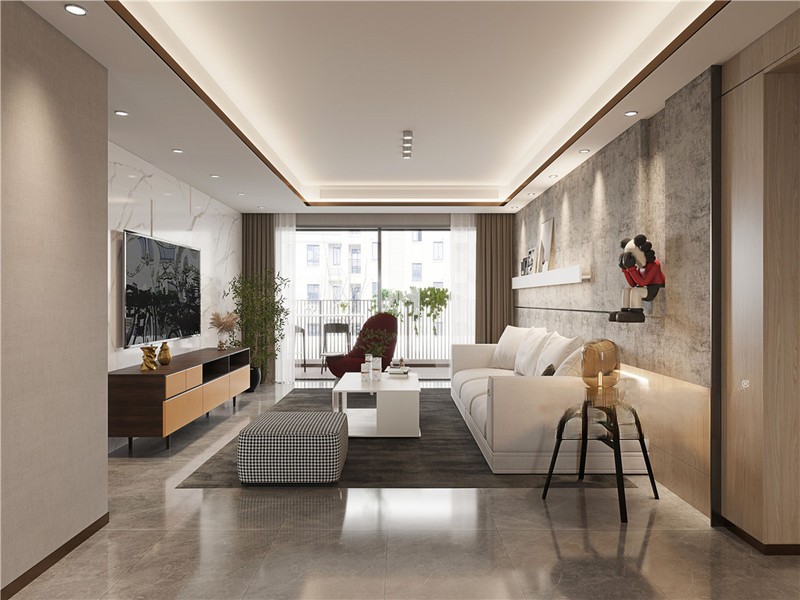上海上海珠江铂世外滩界200平现代简约风格四居室客厅装修效果图