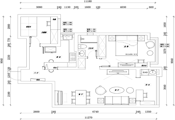 黄浦区明日星城95平美式风格公寓装修效果图