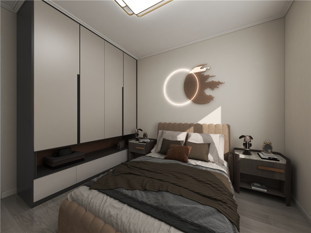 浦东康桥路83现代简约两室一厅卧室装修效果图