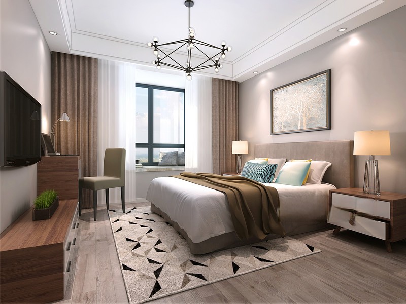 上海外外滩109平现代简约风格三居室卧室装修效果图