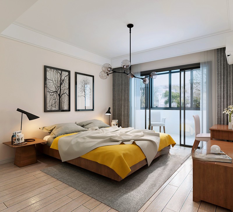 上海南洋虹桥公寓115平现代简约风格三居室卧室装修效果图