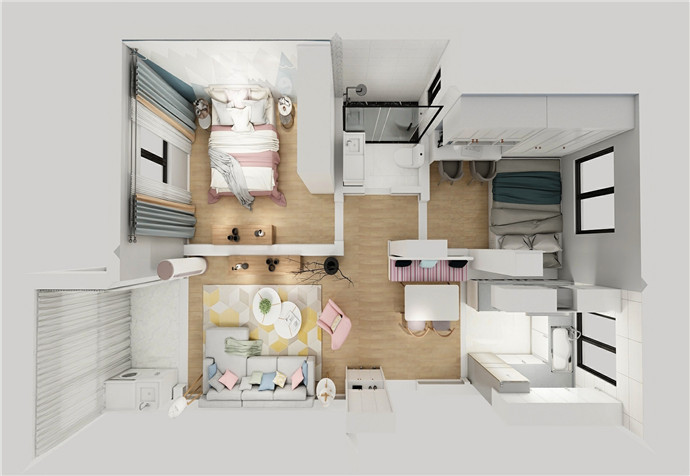 浦东新区金沁苑72平欧式风格公寓装修效果图
