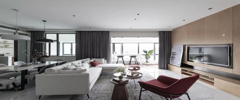 上海远达·望江名城120平现代简约风格住宅客厅装修效果图