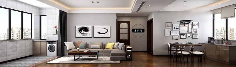 上海品欣雅苑135平现代简约风格四居室客厅装修效果图