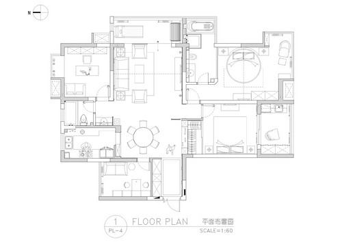 上海江雁依山郡148平四室二厅二卫一厨户型图