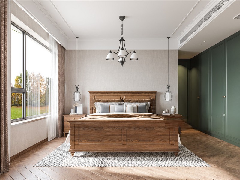 上海上海河滨豪园120平美式风格二居室卧室装修效果图