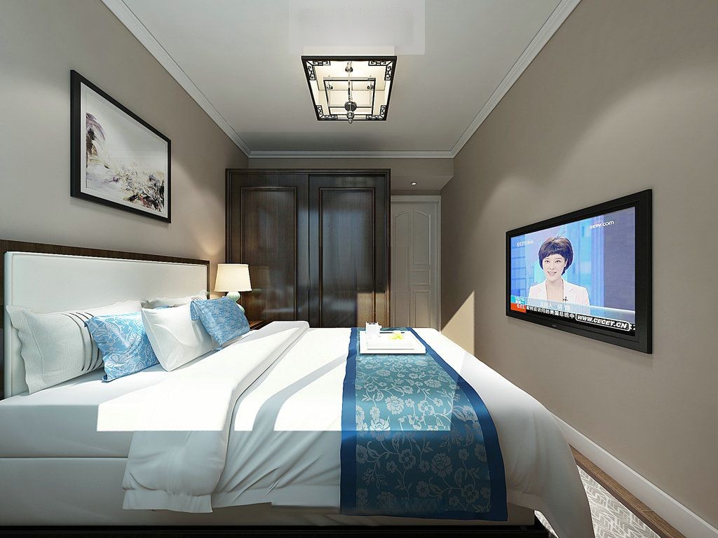 松江区同润山河小城185平美式风格大平层卧室装修效果图