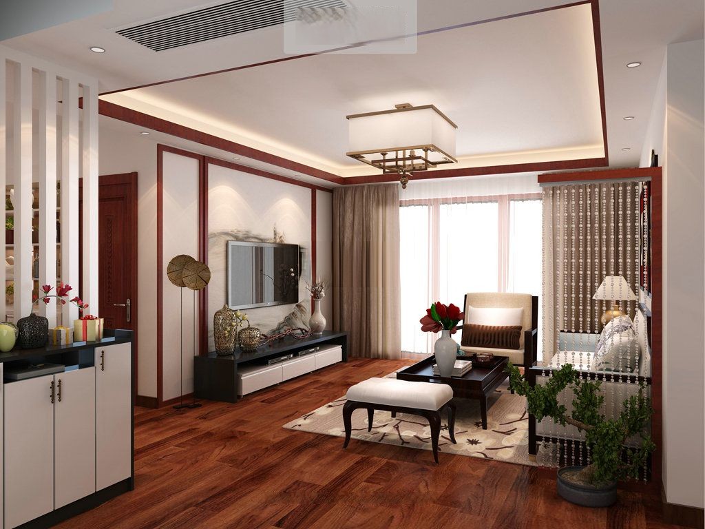 浦东巨洋豪园168平新中式风格大平层客厅装修效果图